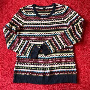 Talbots Sweater Womens Size L Multicolor Stripes Beaded